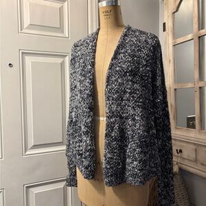 Abercrombie & Fitch Navy and White Open Front Knit Cotton Cardigan Med BaseLayer